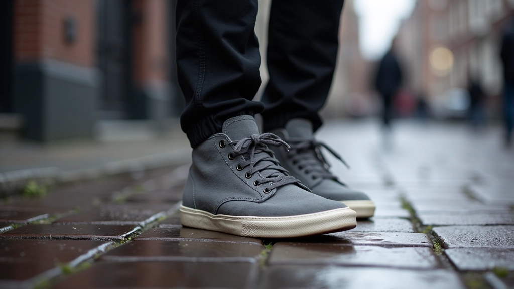 Urban Canvas Sneaker in charcoal grey on concrete